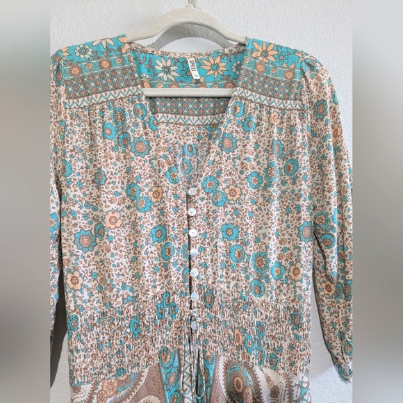 Spell Boho Blossom Gown Maxi Dress Sage Medium Original - Picture 8 of 15